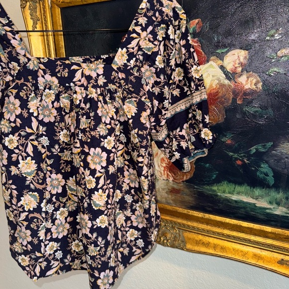 Roan + Ryan Floral Print Puff Sleeve Boho Top Size Small Used - Picture 4 of 4